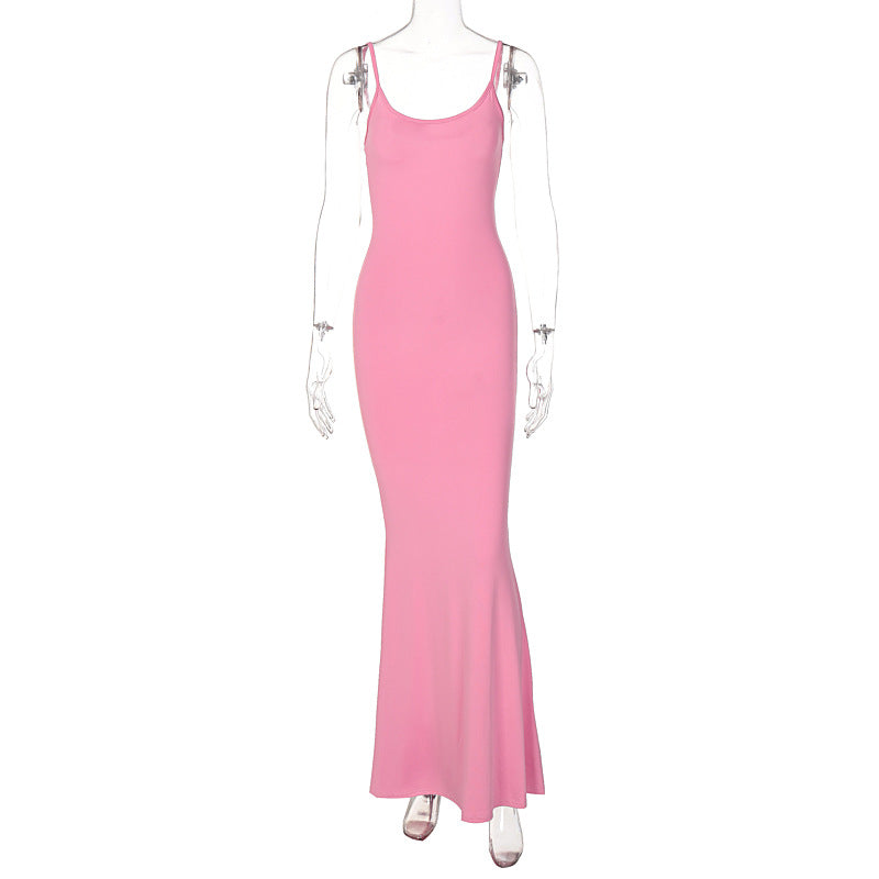 Vestido Longo de Alças Justo Sexy para Festa e Balada Feminino