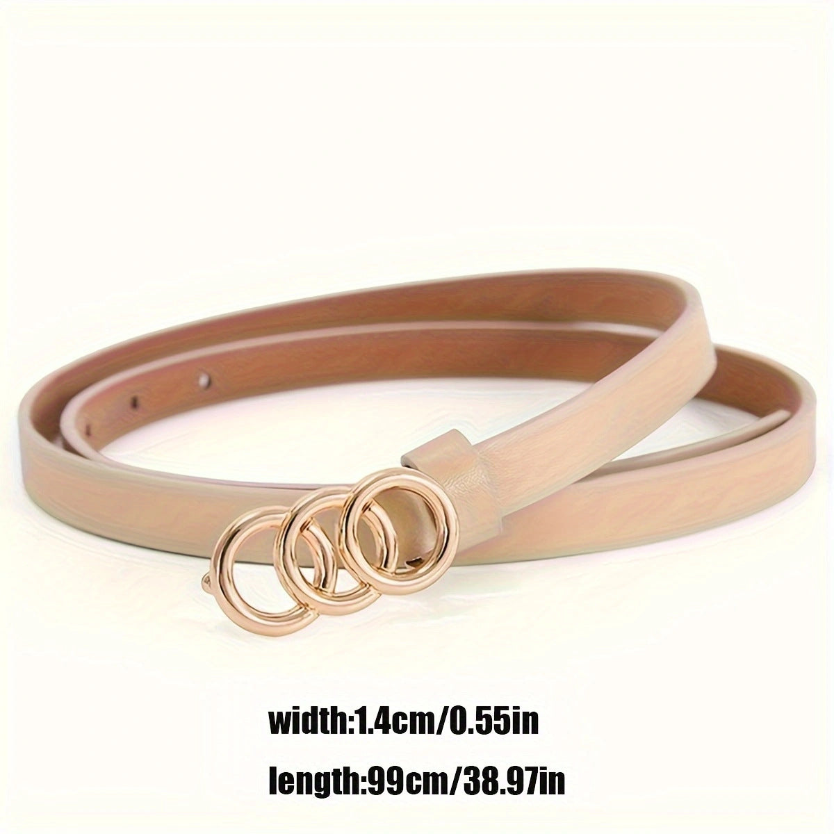 Cinto Fino Feminino Retrô Minimalista com 3 Argolas
