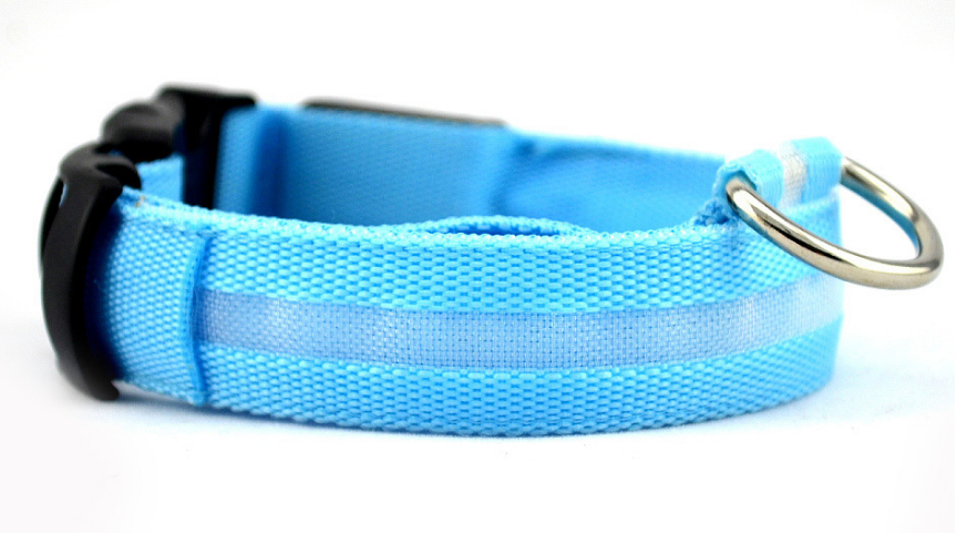 Coleira de Nylon com LED Luminoso para Pets
