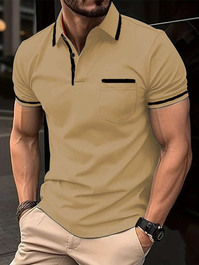 Camisa Polo Esportiva com Bolso e Botões Masculina - Verão