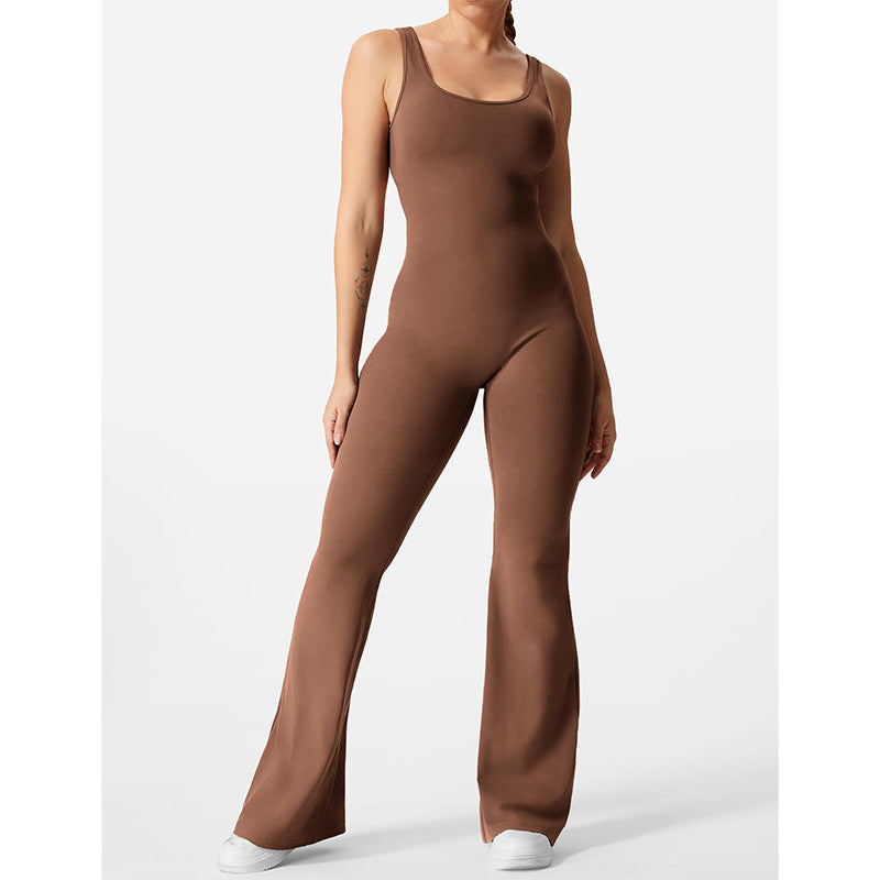 Macacão Slim Modelador de Glúteos Sexy com Costas Abertas para Exercícios e Yoga