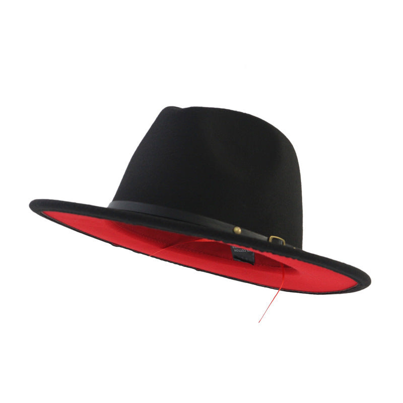 Chapéu Fedora Jazz de Aba Reta de Lã Colorido