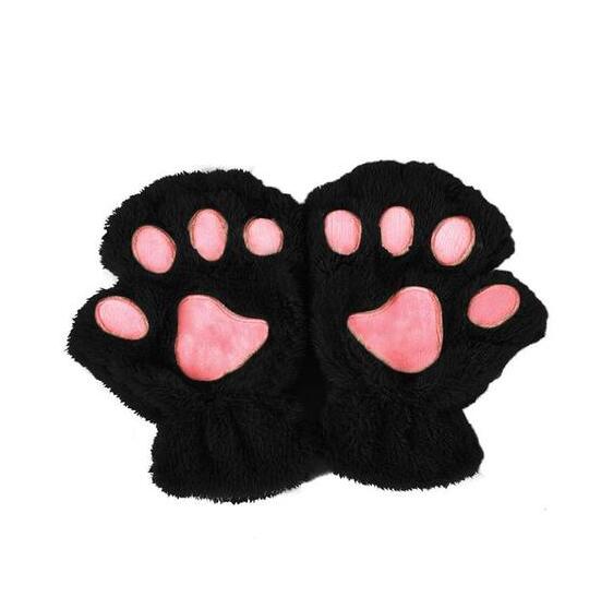 Luvas Fofas de Meio Dedo com Patinha de Urso para Inverno