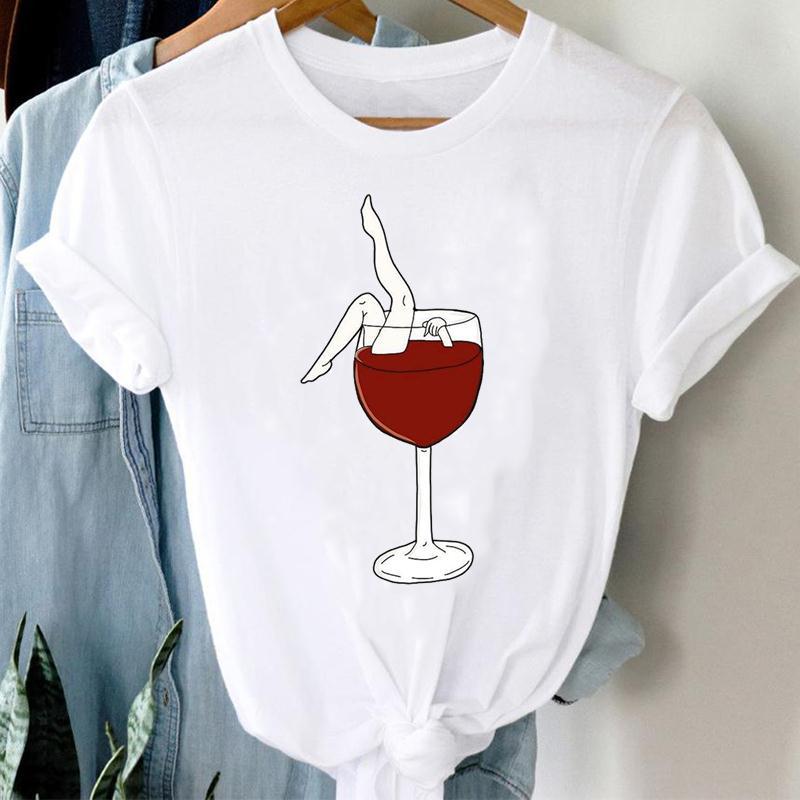 Camiseta Casual Estampada Feminina de Manga Curta
