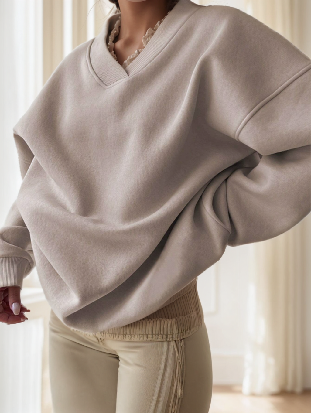 Moletom Oversized Liso com Ombro Caído Feminino