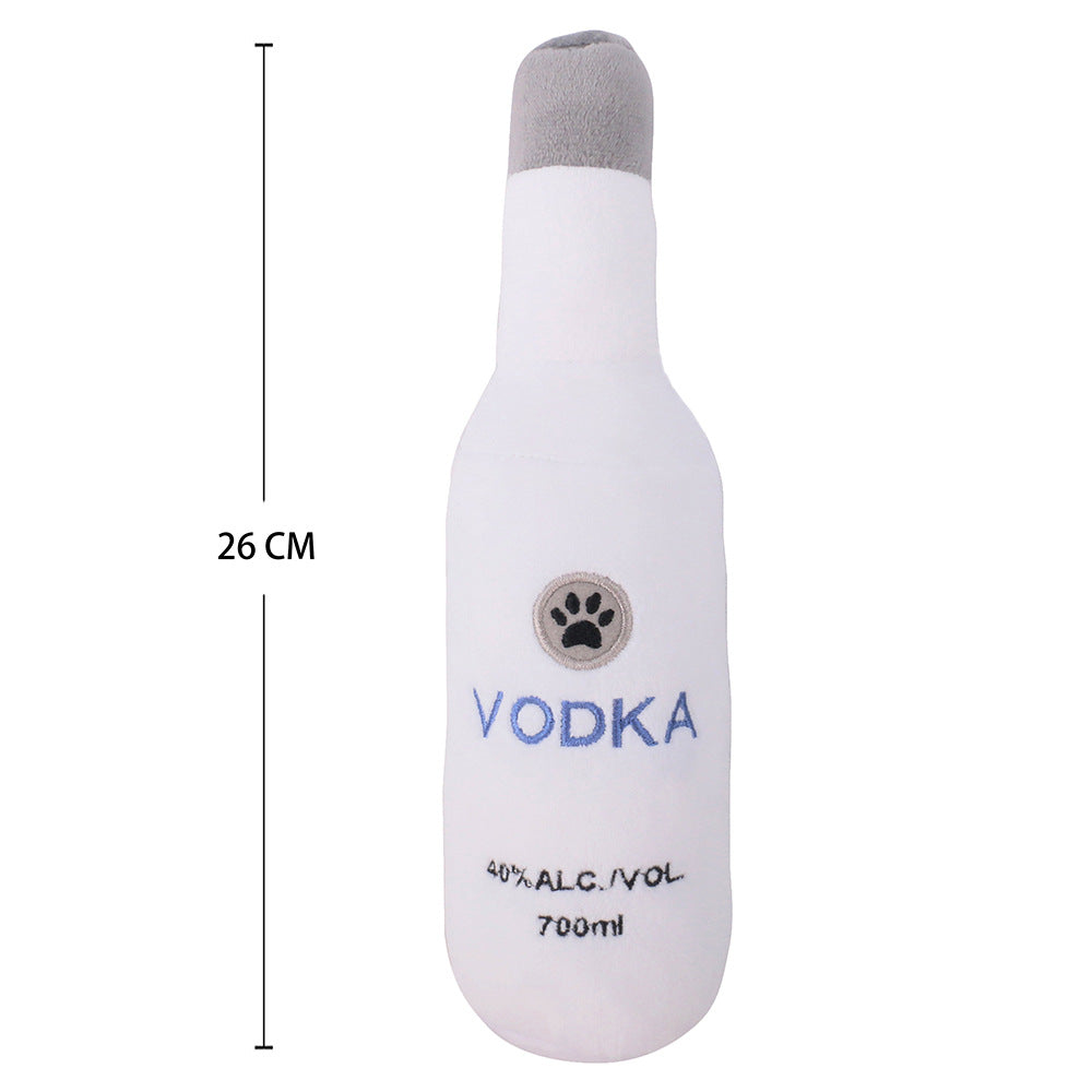 Brinquedo de Pelúcia com Som em Formato de Garrafa de Vinho e Rosquinha para Cães e Gatos