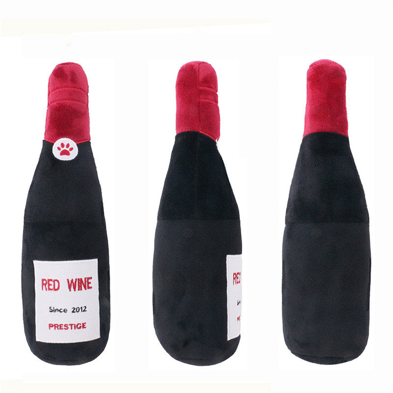 Brinquedo de Pelúcia com Som em Formato de Garrafa de Vinho e Rosquinha para Cães e Gatos