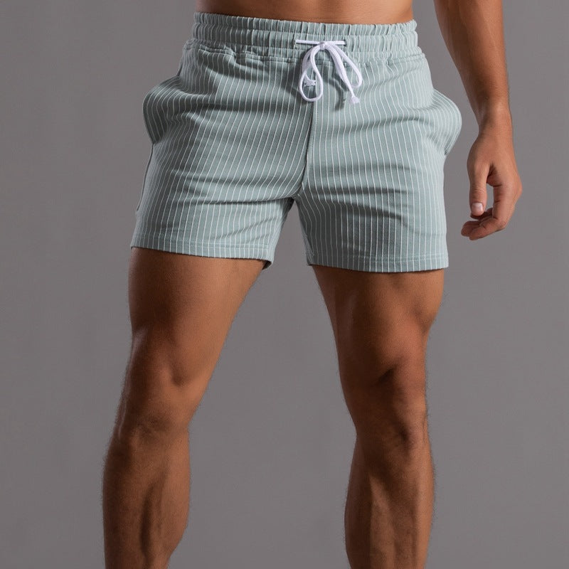 Short Esportivo de Algodão Listrado para Corrida e Fitness Masculino