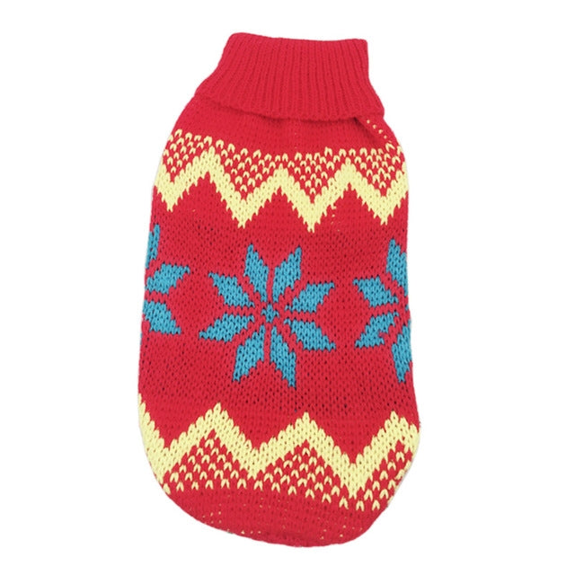 Suéter de Tricô Gola Alta com Folha e Floco de Neve - Natal para Pets