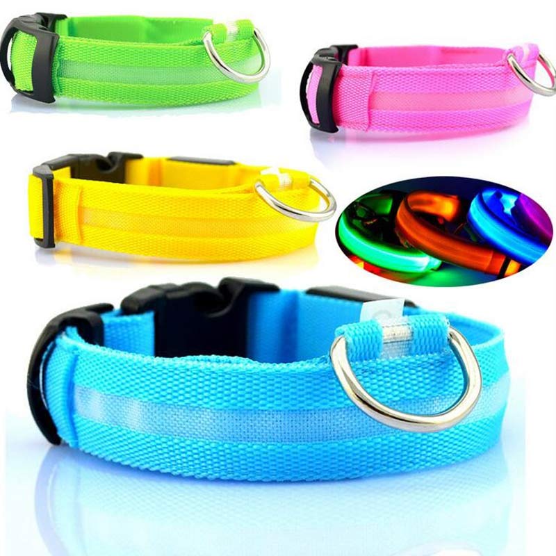 Coleira de Nylon com LED Luminoso para Pets