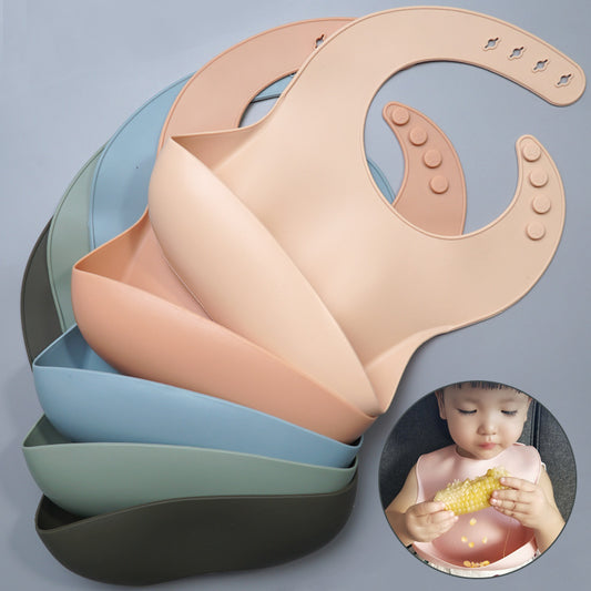 Babador de Silicone Macio e Impermeável para Bebê com Bolso Coletor de Alimentos