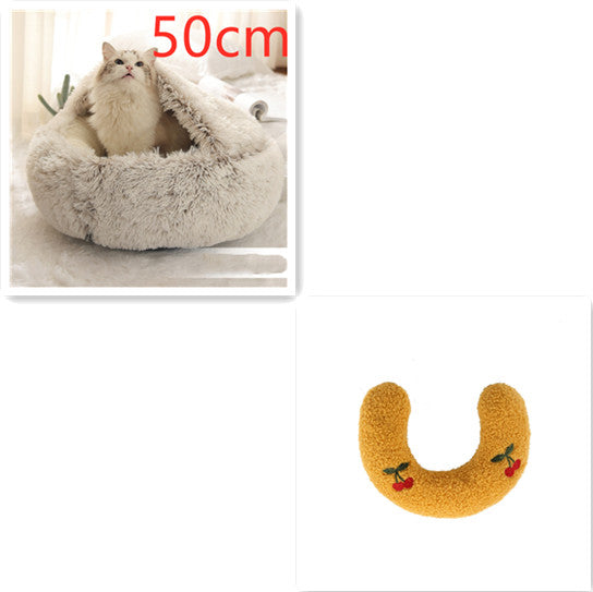 Cama Redonda de Pelúcia para Cães e Gatos - Casinha Quente de Inverno