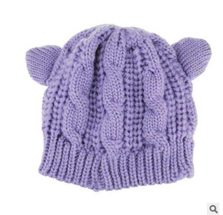 Gorro de Tricô 3D com Orelhas de Gato Artesanal - Inverno
