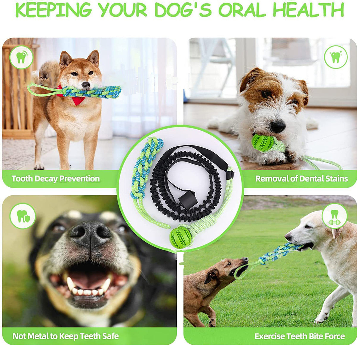Corda de Cabo de Guerra para Limpar os Dentes de Cães - Uso ao Ar Livre