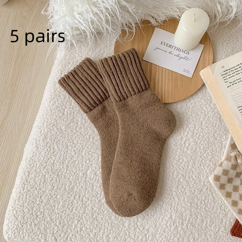 Meias Grossas de Tricô Lisas para Casa - Inverno