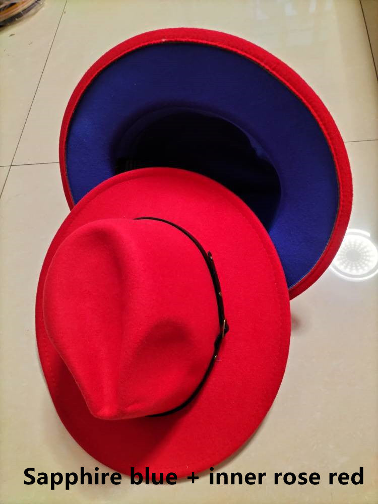 Chapéu Fedora Jazz de Aba Reta de Lã Colorido