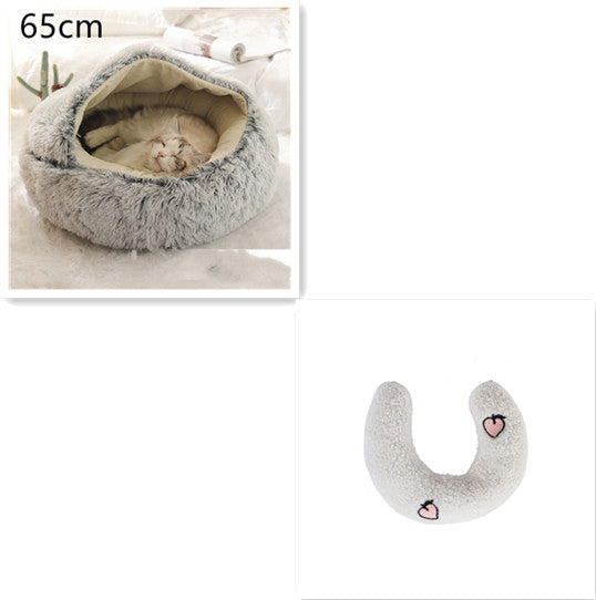 Cama Redonda de Pelúcia para Cães e Gatos - Casinha Quente de Inverno