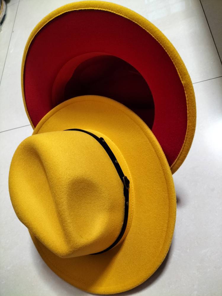 Chapéu Fedora Jazz de Aba Reta de Lã Colorido