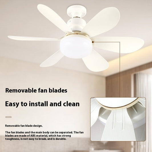 Ventilador de Teto com Luz LED Base E27, Controle Remoto, 3 Cores, Dimerizável, para Sala de Estar
