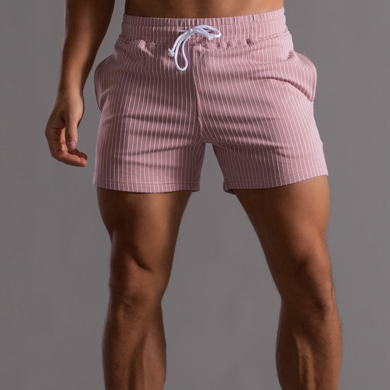 Short Esportivo de Algodão Listrado para Corrida e Fitness Masculino