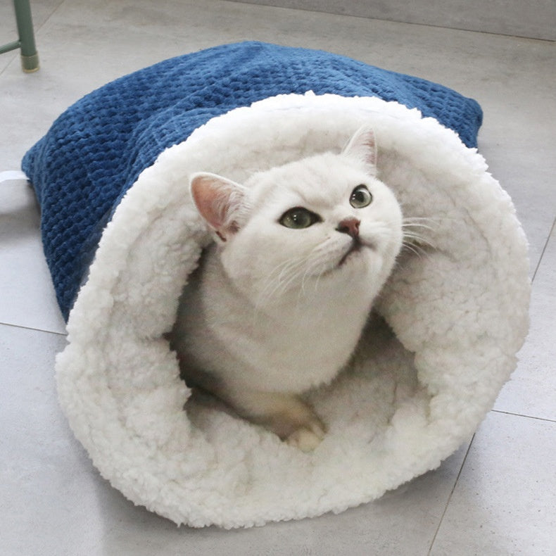 Cama Térmica de Fleece para Gatos - Saco de Dormir Aconchegante