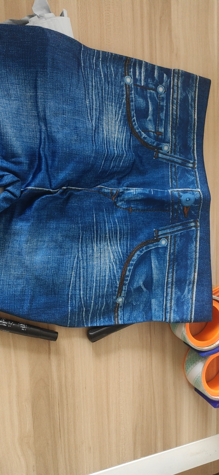 Calça Jeans Skinny Slim Elástica de Cintura Alta com Bolsos Falsos Básica