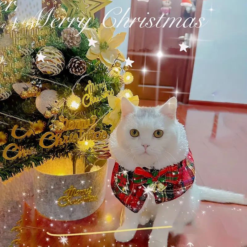 Capa e Cachecol de Natal Quentinho para Gatos e Cães
