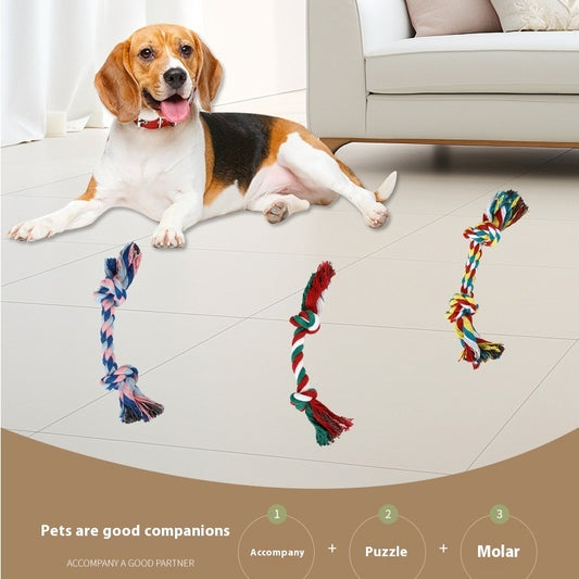 Brinquedo de Corda de Algodão com Nó Duplo Colorido para Cães - Resistente a Mordidas