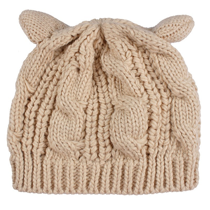 Gorro de Tricô 3D com Orelhas de Gato Artesanal - Inverno