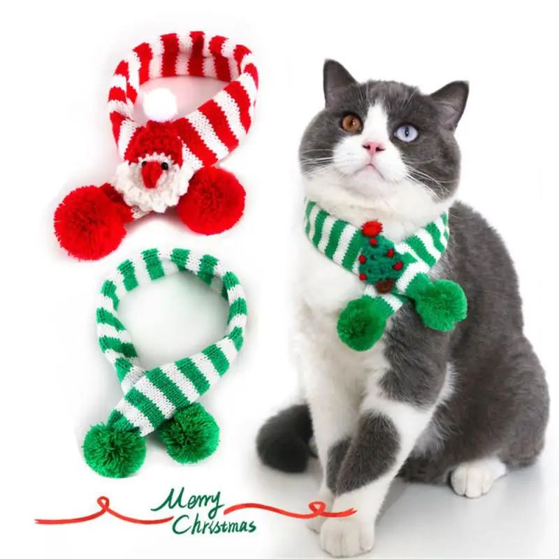 Cachecol de Tricô Ajustável de Natal para Filhotes e Gatos