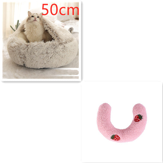 Cama Redonda de Pelúcia para Cães e Gatos - Casinha Quente de Inverno