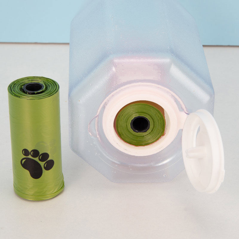 Garrafa de Água Portátil 3 em 1 para Cães e Gatos com Dispensador de Sacolas