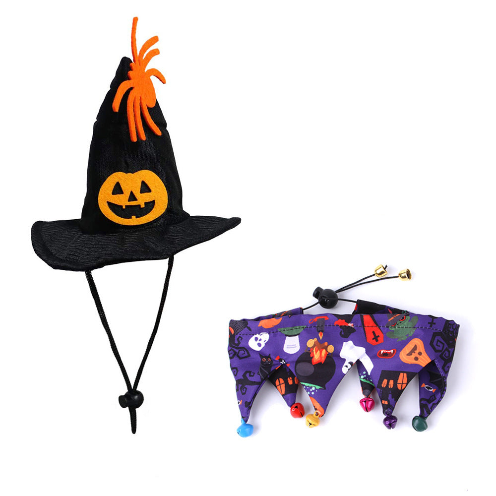 Kit Chapéu e Cachecol de Halloween para Gatos