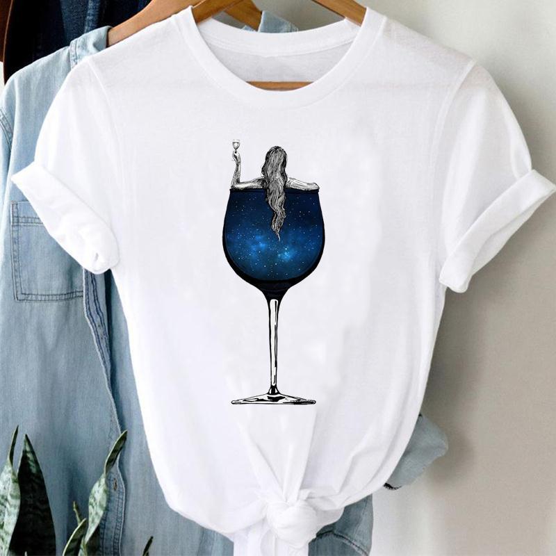 Camiseta Casual Estampada Feminina de Manga Curta