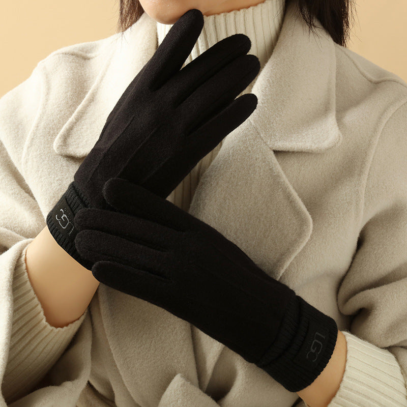 Luvas Quentinhas Estilo Cashmere com Forro de Fleece e Tela Touch Femininas - Ciclismo