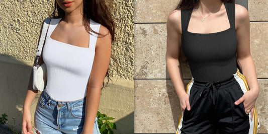 Body Modelador Sem Mangas com Decote Quadrado e Malha Canelada - Verão