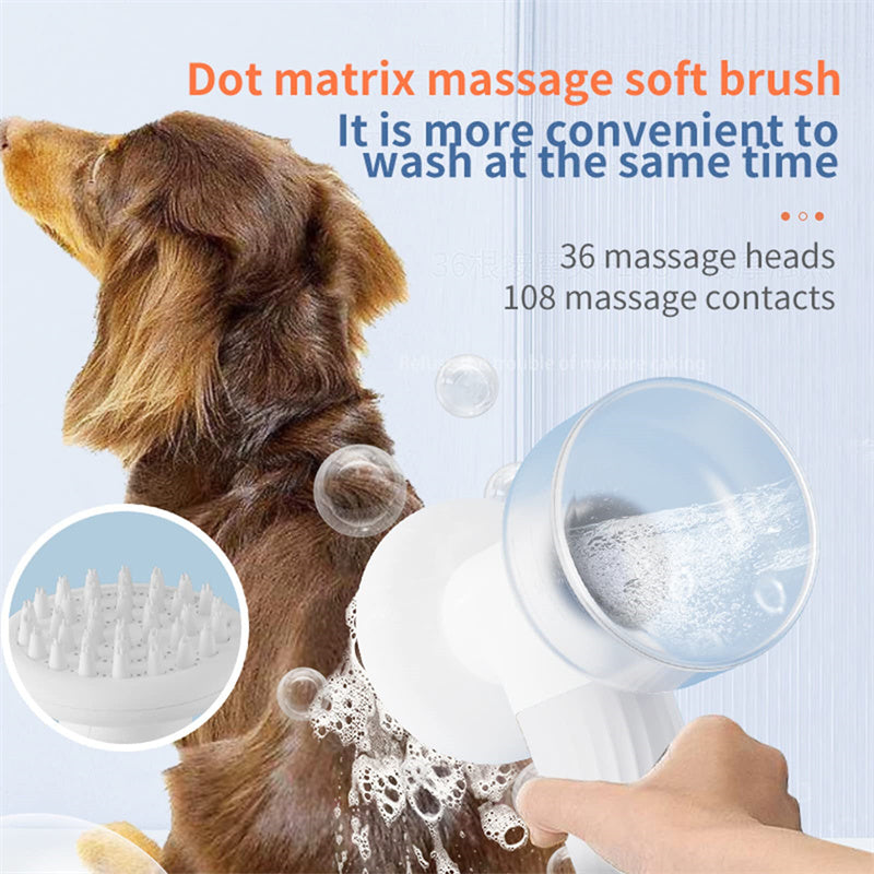 Escova de Banho Elétrica com Dispenser de Shampoo e Espuma Automática para Cães e Gatos