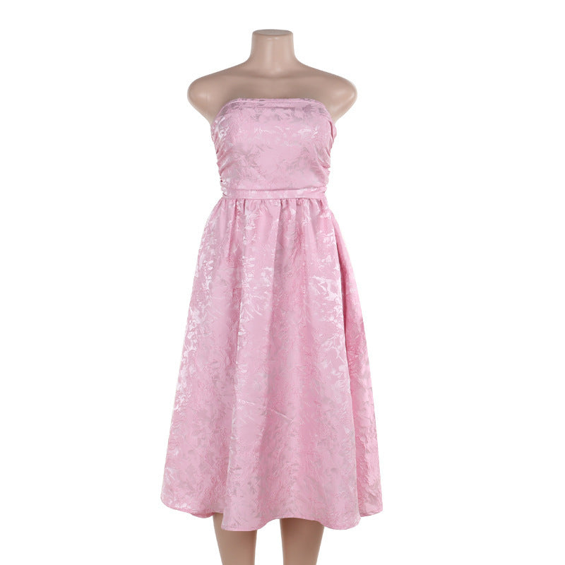 Vestido Tomara que Caia de Cetim Jacquard Slim Feminino