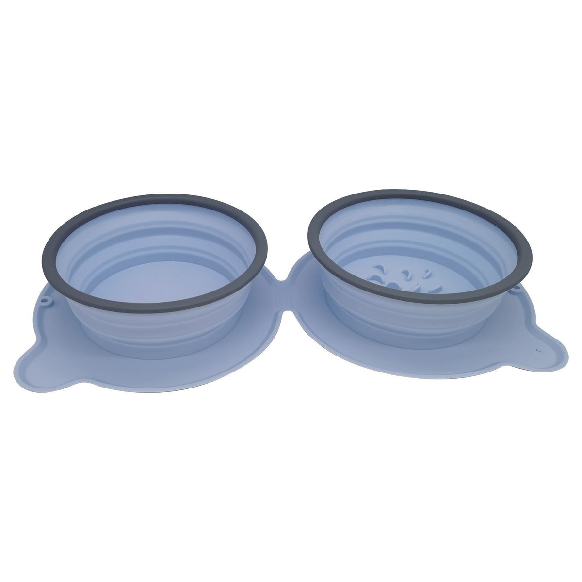 Tigela Dupla Portátil de Silicone Dobrável e Antiderrapante para Viagem