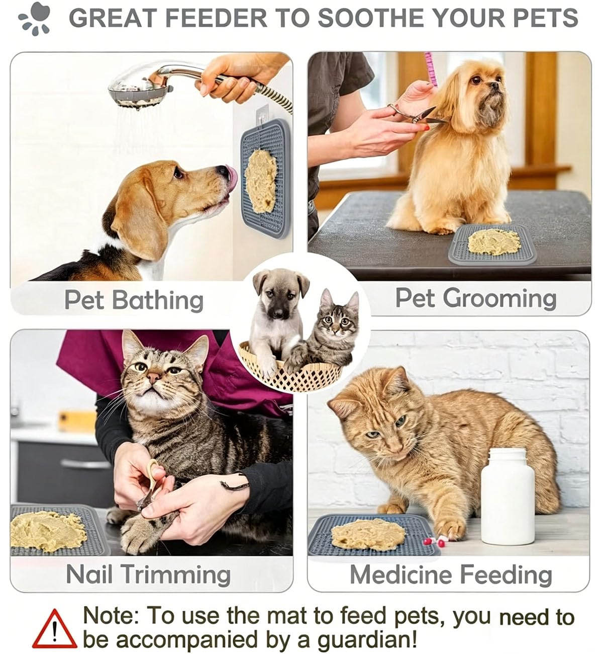 Tapete de Lamber com Ventosas para Cães e Gatos - Alívio de Ansiedade e Banho