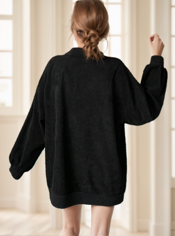Moletom Casual com Zíper Frontal e Estampa de Onça Feminino