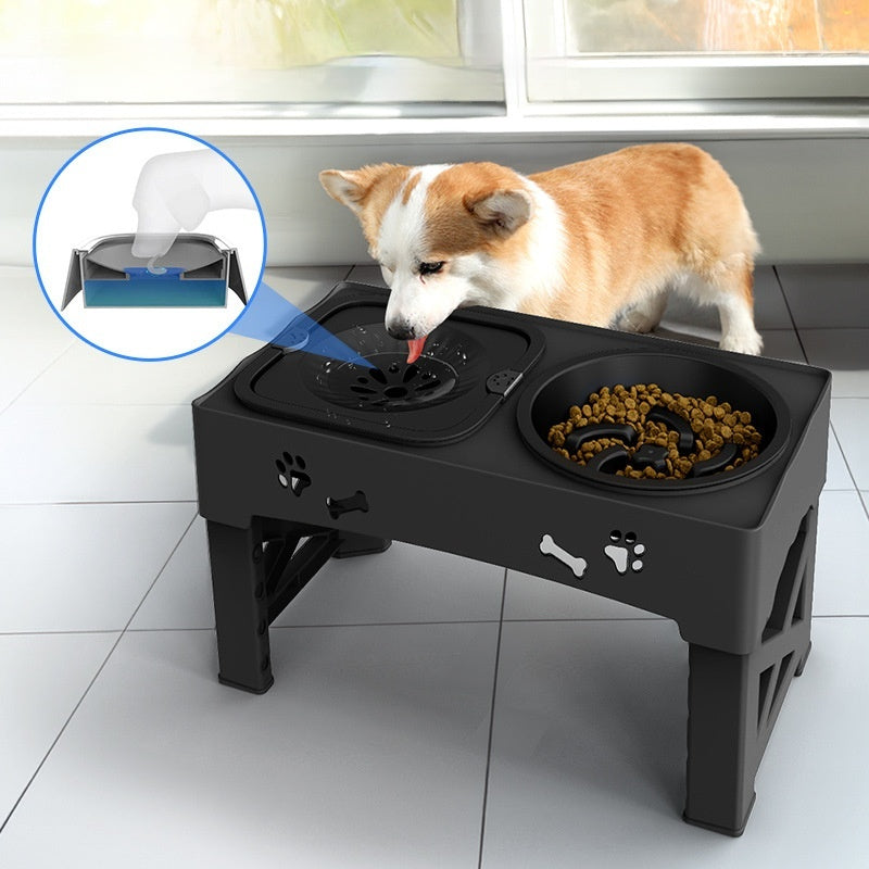 Comedouro Duplo de Inox com Altura Ajustável para Pets