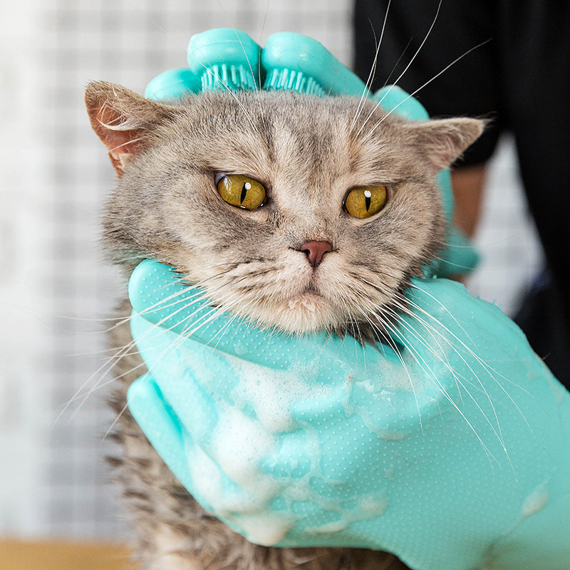Luva de Banho de Silicone com Cerdas para Cães e Gatos