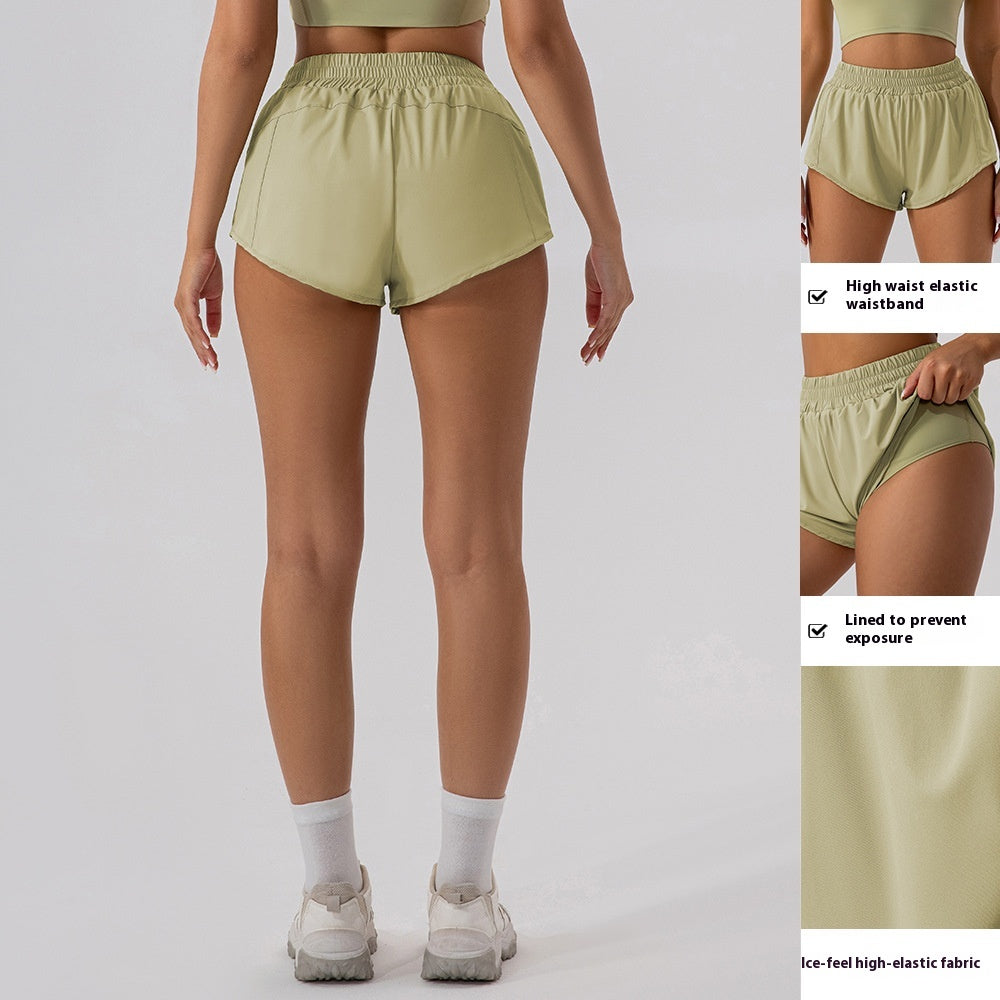 Short de Yoga Solto de Cintura Alta Feminino