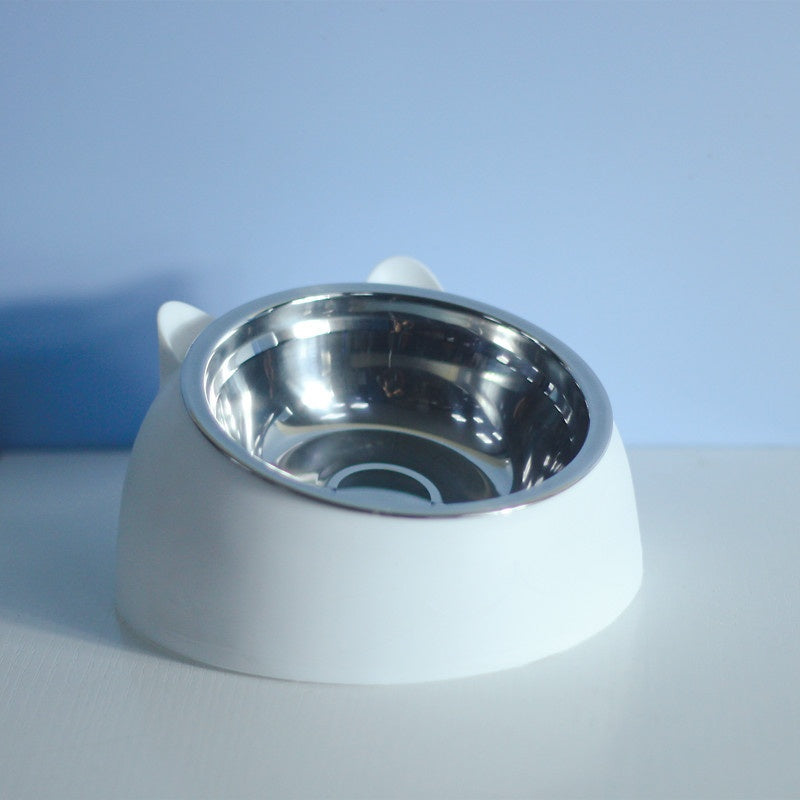 Comedouro Duplo de Aço Inoxidável Inclinado com Proteção Cervical para Pets