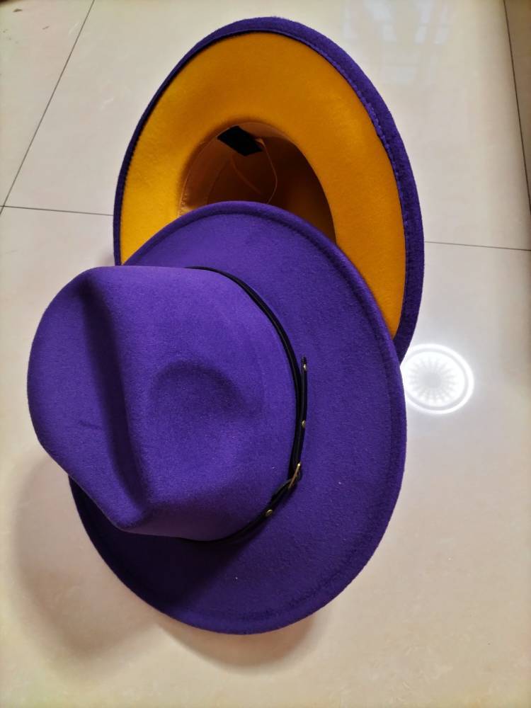 Chapéu Fedora Jazz de Aba Reta de Lã Colorido