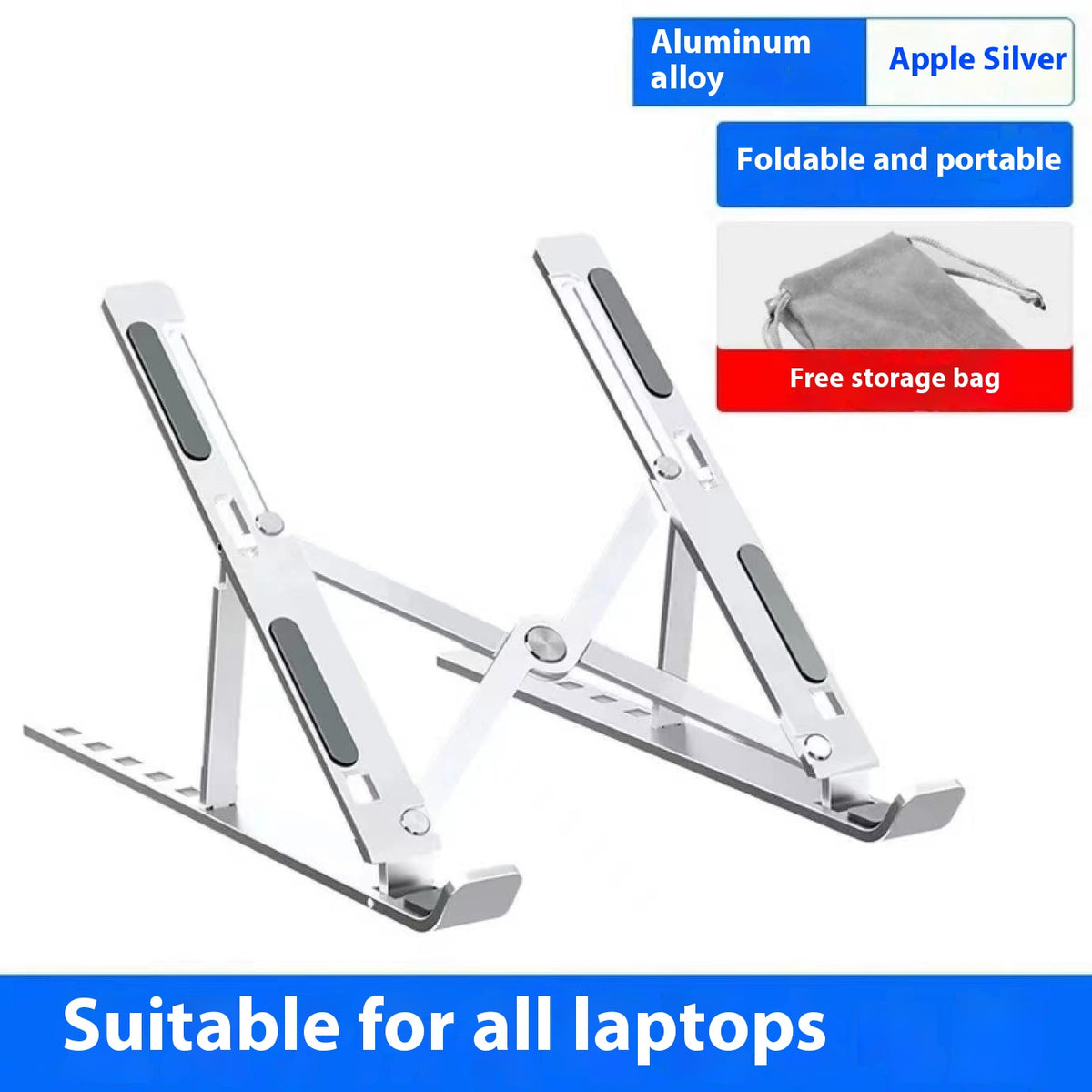 Suporte para Notebook e Tablet N3 em Liga de Alumínio, Dobrável, com Elevação e Refrigeração