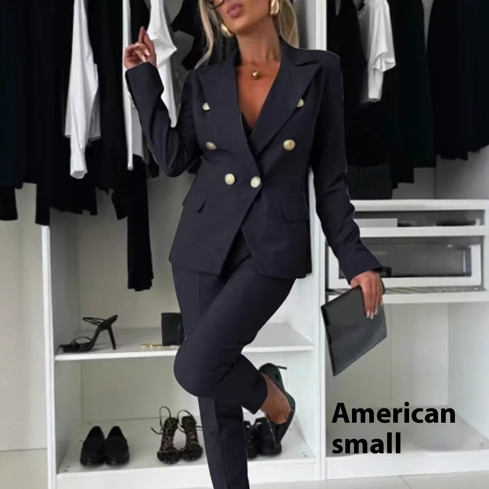 Conjunto Casual Blazer Slim Trespassado com Calça de Zíper Feminino