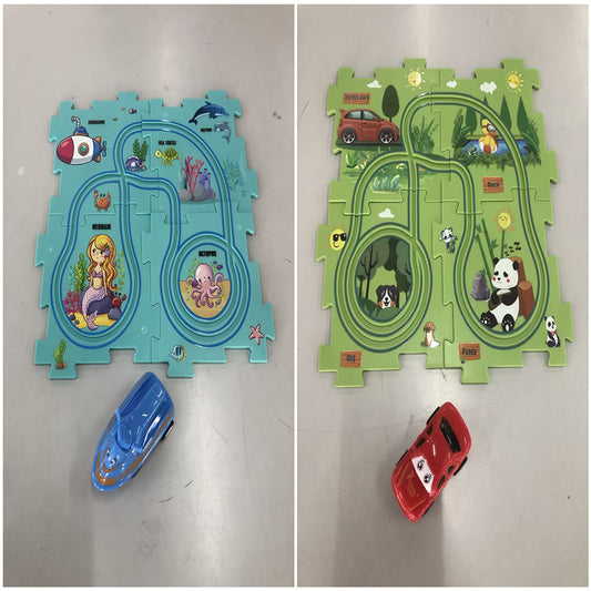 Brinquedo Infantil Educativo de Montar: Trem Elétrico Veloz com Trilhos Automáticos e Cenário de Cidade, Presente
