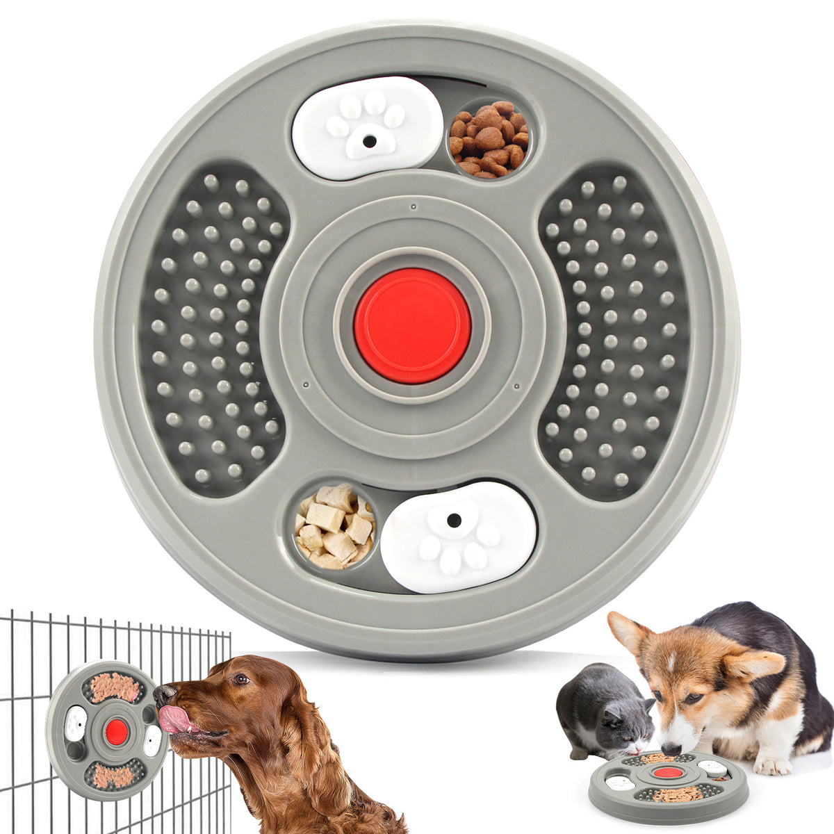 Comedouro Anti-engasgo 2 em 1 com Tapete de Lamber e Quebra-cabeça para Cães